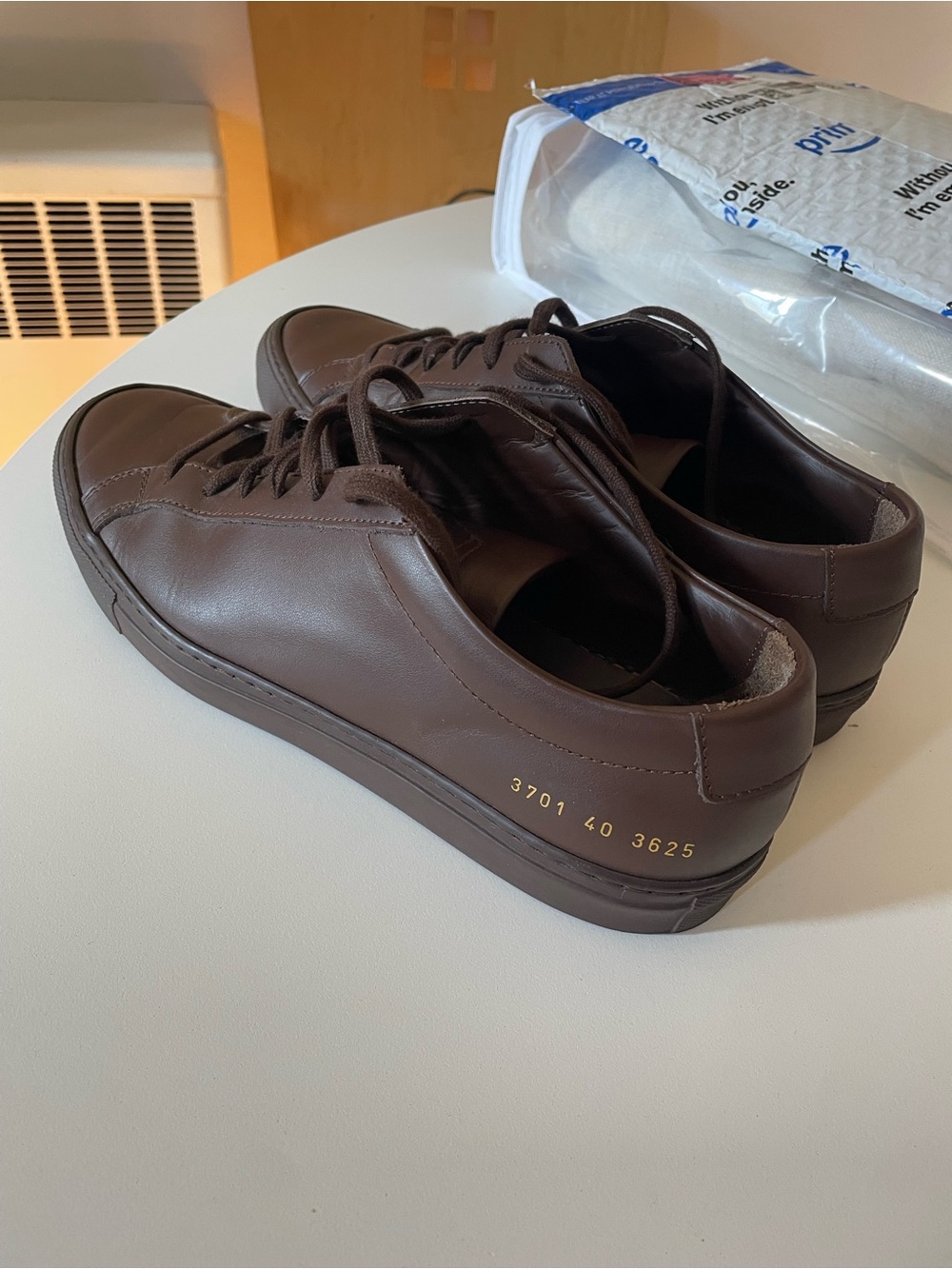 Common Projects Brown Leather Low-Top Sneakers